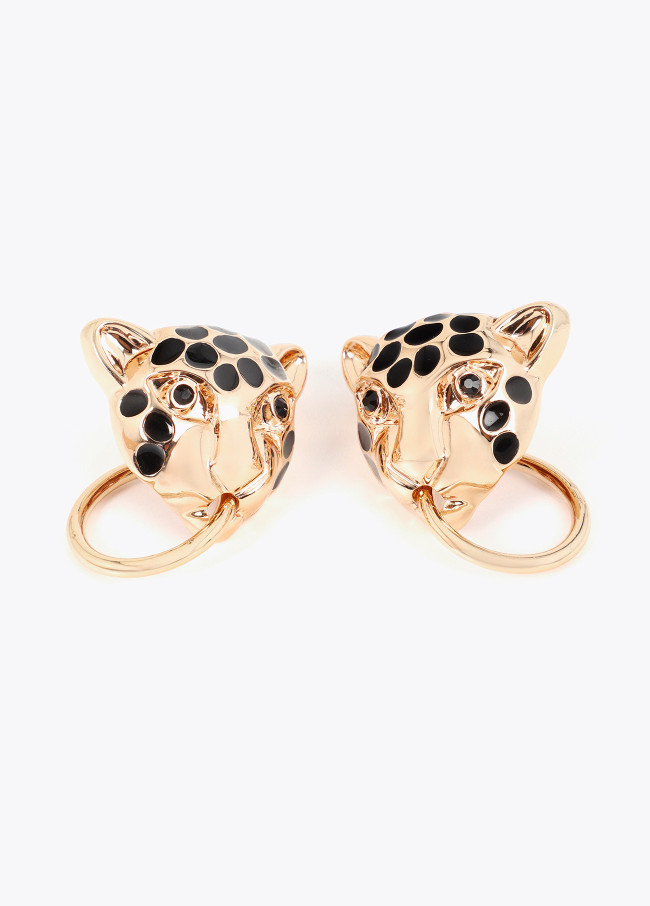 Boucles d'oreilles combinées léopard chaîne et...