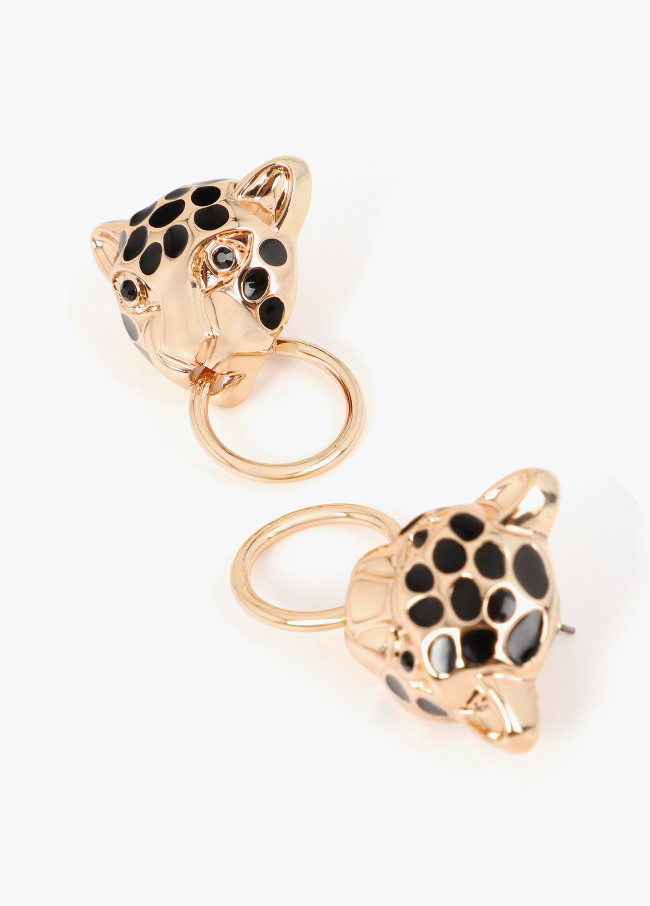 Boucles d'oreilles combinées léopard chaîne et...