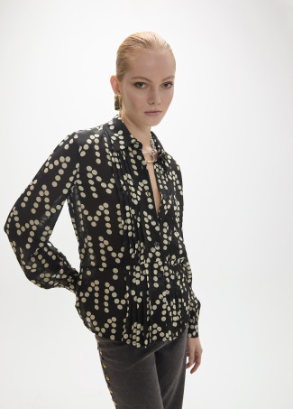 Polka Dot Monogram Pleated Shirt