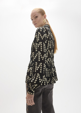 Camicia Plissettata Monogramma a Pois