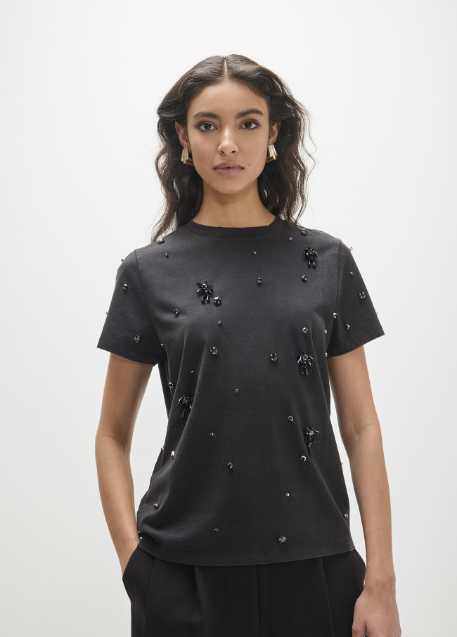 Basic Fit T-Shirt Round Neck, Front Positioned:...