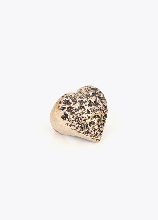 Adjustable Heart Textured Ring