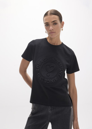 T-shirt col rond avec imprimé cœur