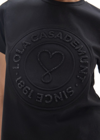 T-shirt col rond avec imprimé cœur
