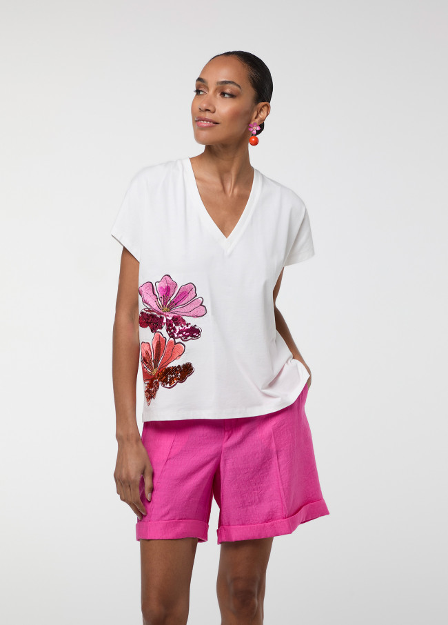 T-shirt Grande Fiore Rosa