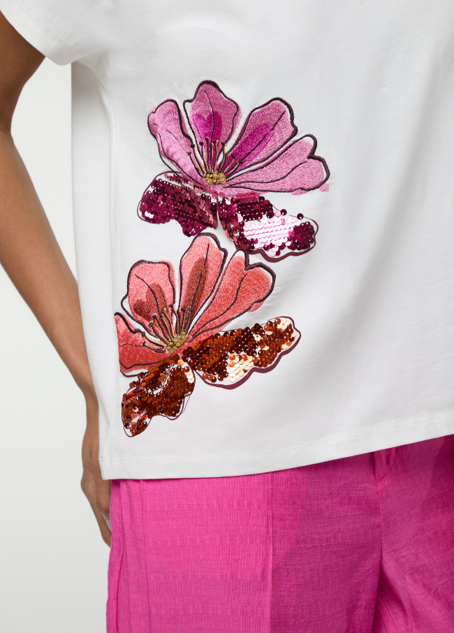 T-shirt Grande Fleur Rose
