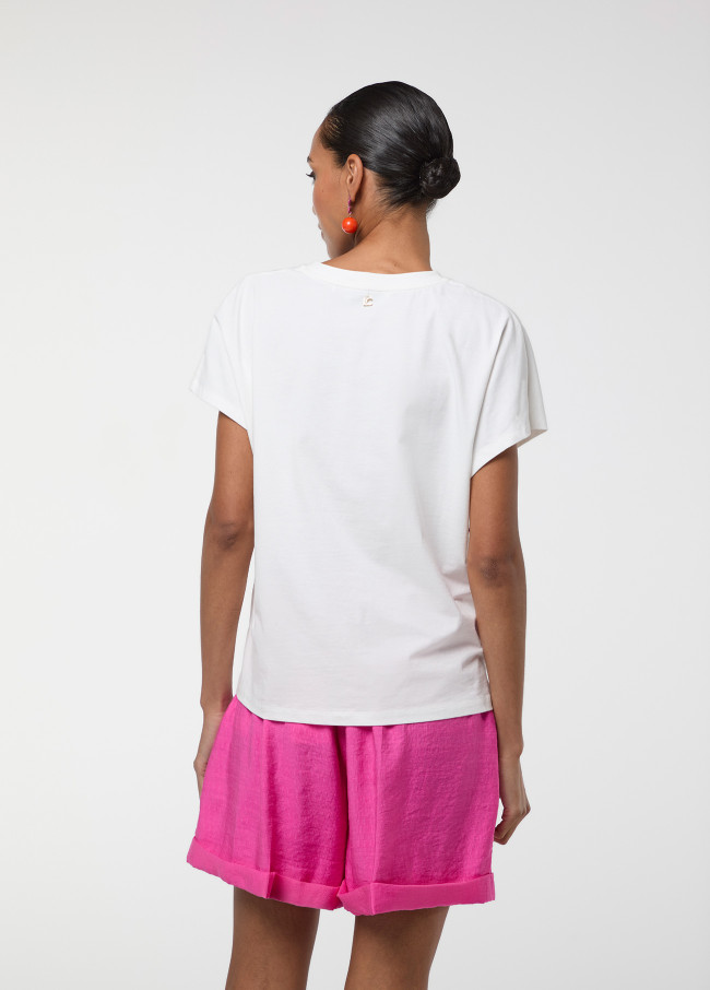 Camiseta flor grande rosa