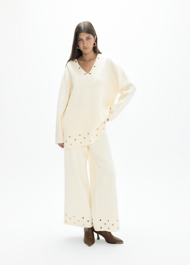 Eyelet Hem Trousers