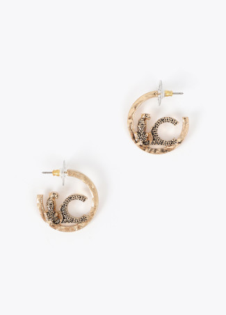 Brincos de argola personalizados com logo animal texturizado