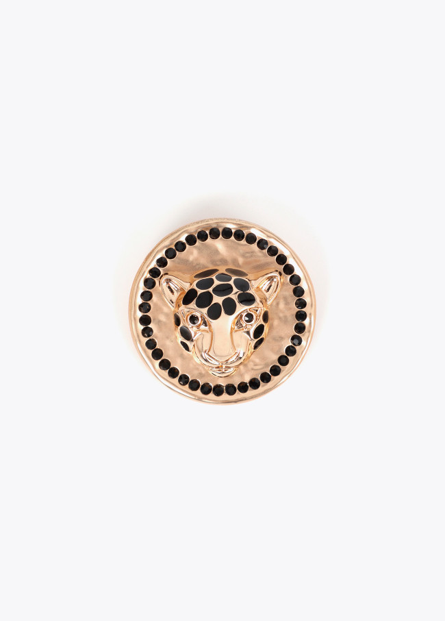 Broche medallón cabeza leopardo
