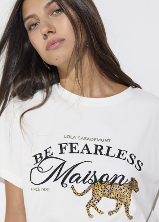Basic Rundhals-T-Shirt mit Frontgrafik: 'Maison'