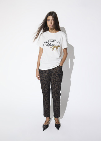 T-shirt basique col ras du cou avec graphique avant : 'Maison'