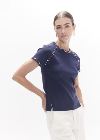 T-shirt à Clous Ronds et Carrés