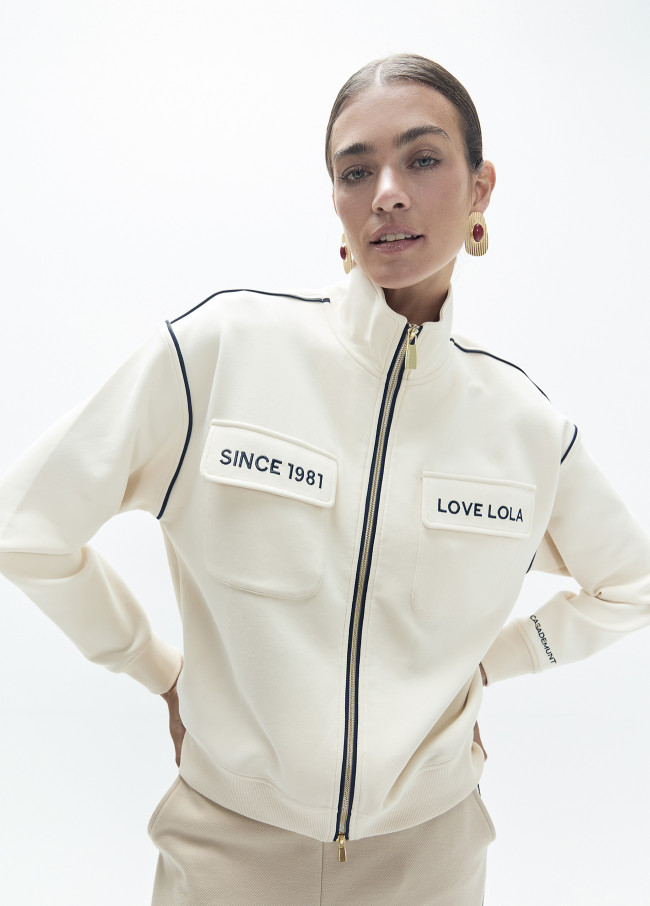 Sweatshirt aberta com gola alta