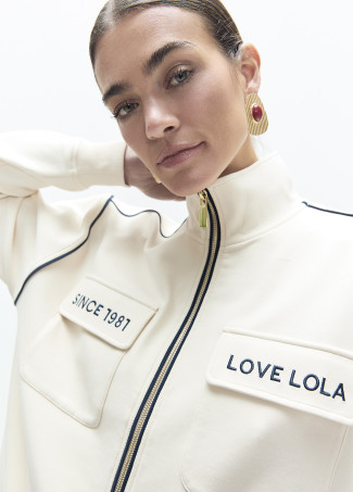 Sweatshirt aberta com gola alta