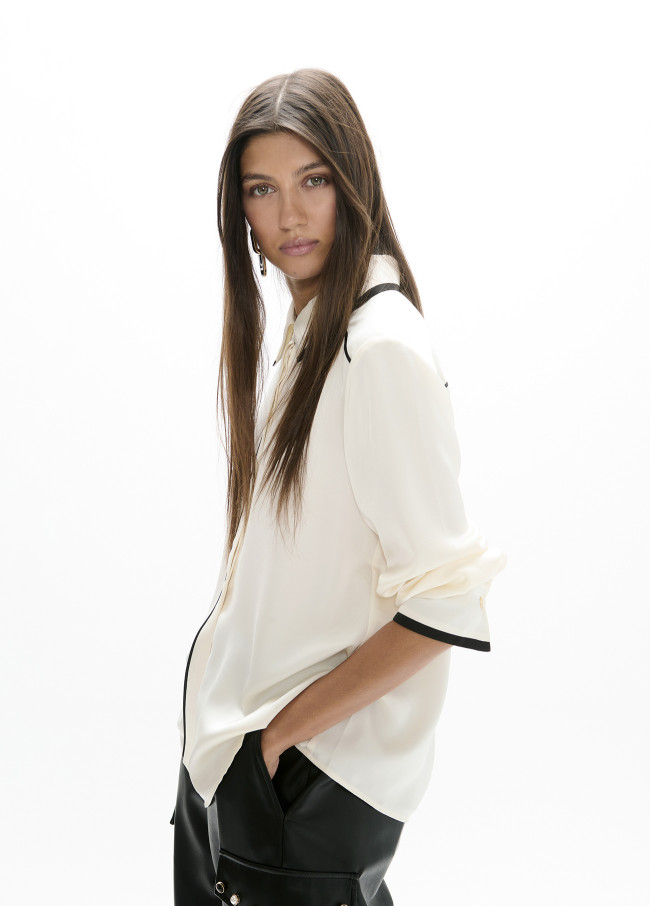Camicia bicolore collo e polsini