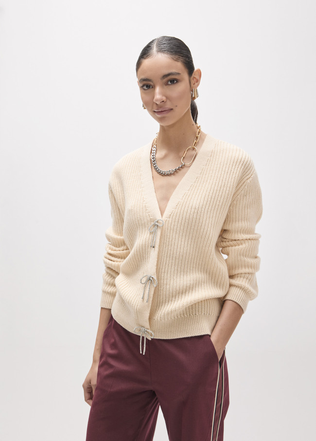 Cardigan with Crystal Bows
