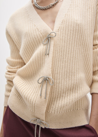 Cardigan with Crystal Bows