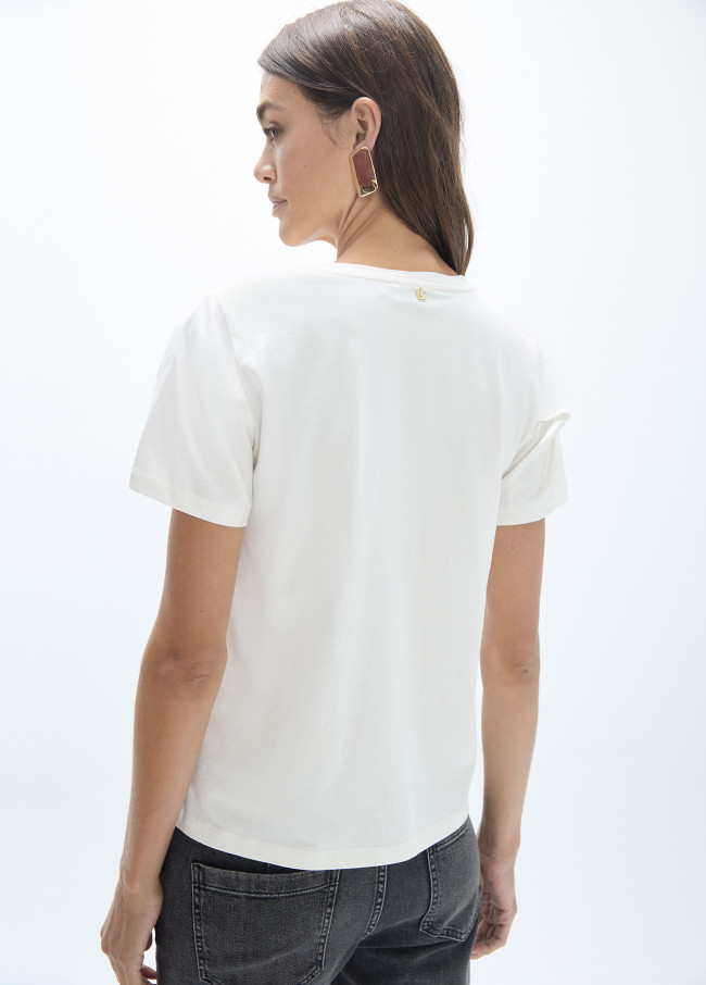 T-shirt avec Détails de Perles et Strass