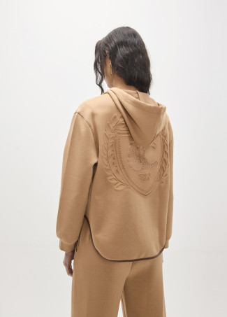 Moletom aberto com bolso efeito pele e maxi patch