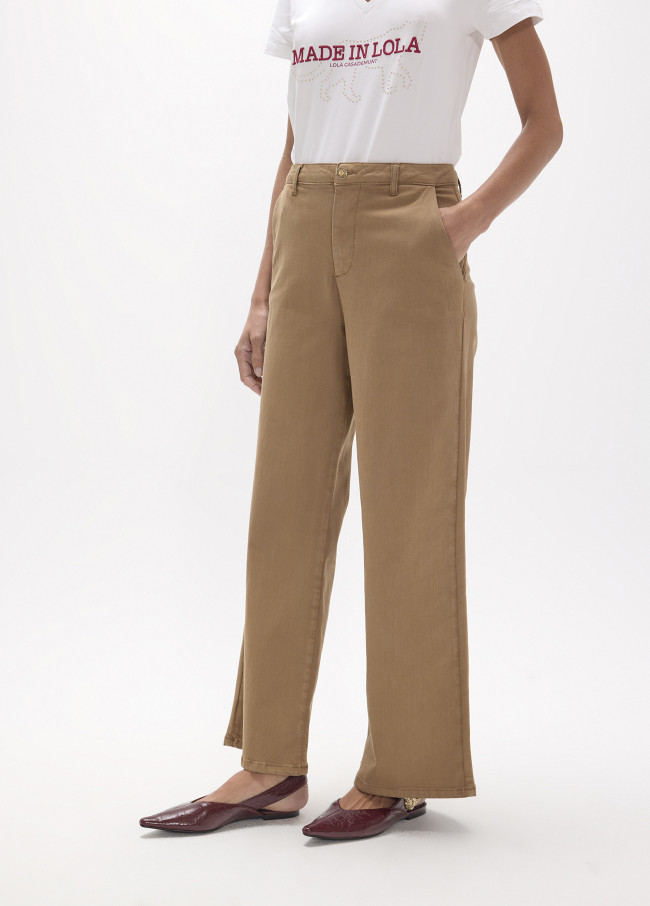 Pantaloni dritti lunghi in twill