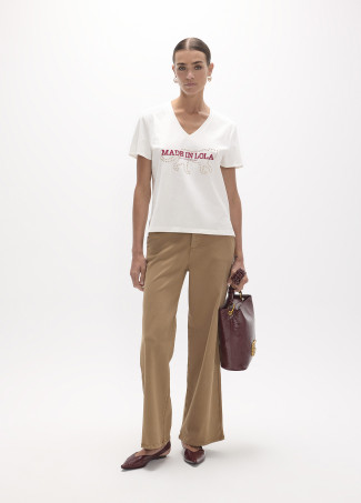 Pantaloni dritti lunghi in twill