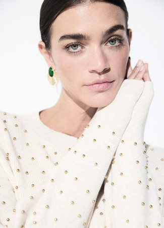 Maglione perle metalliche