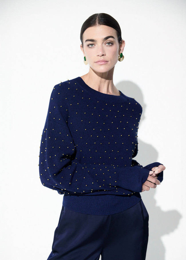 Pull à Perles Métalliques