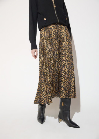 Falda de satén plisado animal print