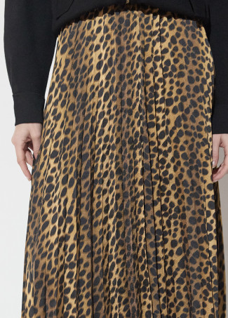 Falda de satén plisado animal print