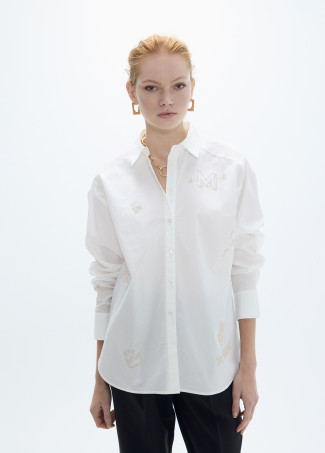Oversize Shirt with Gold Studs and Positioned Designs