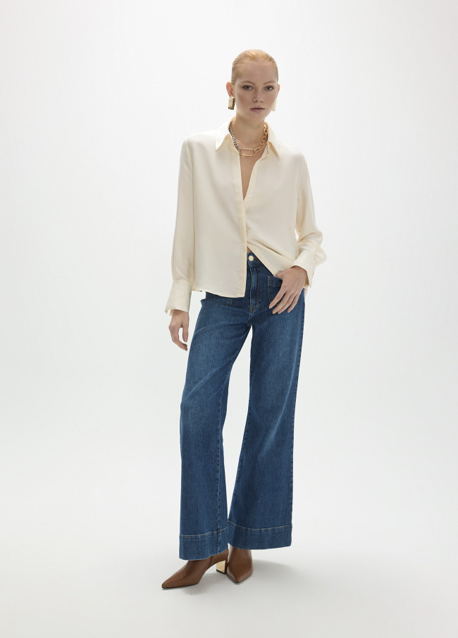 Camicia Regolare con Colletto alla Camicia e...