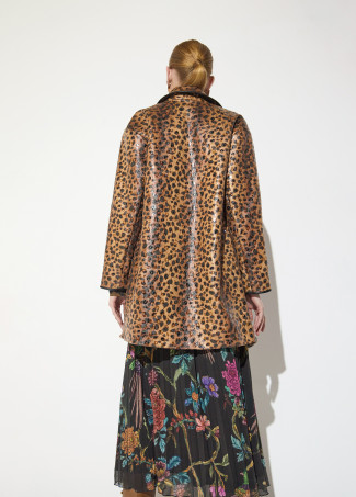Leopard Print Coat with Piping