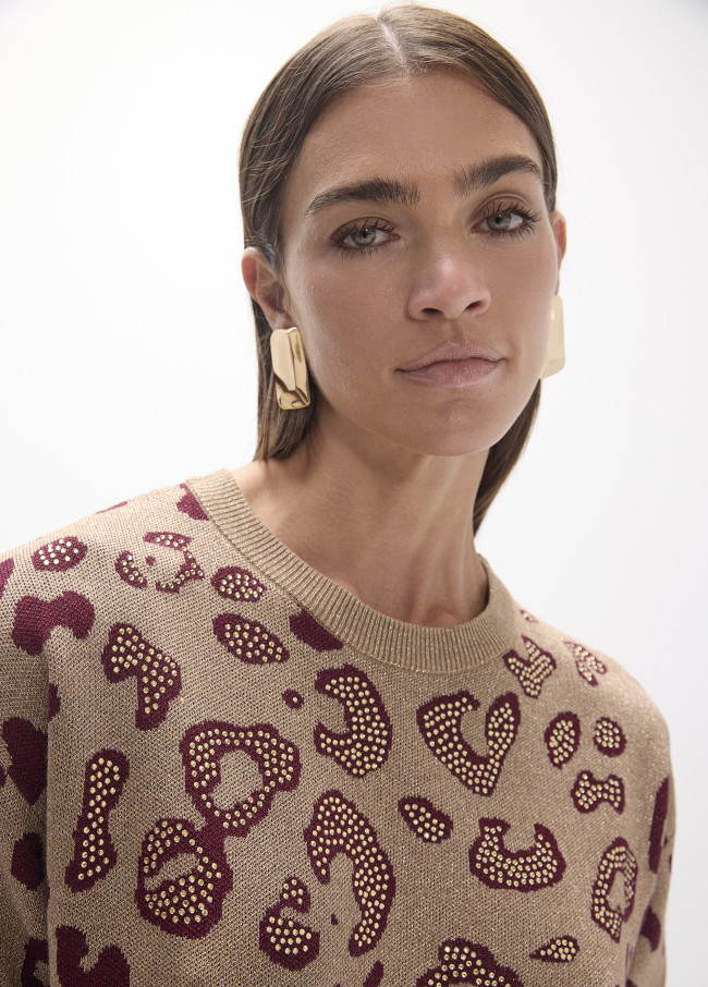 Long Jacquard Cow Sweater