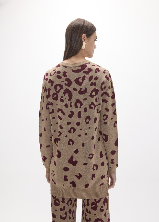 Langer Jacquard-Kuhpullover