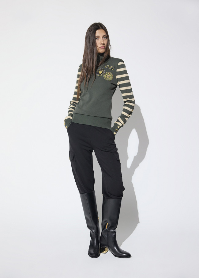 Cargo Pants with Waist Cord and Aviator Patch