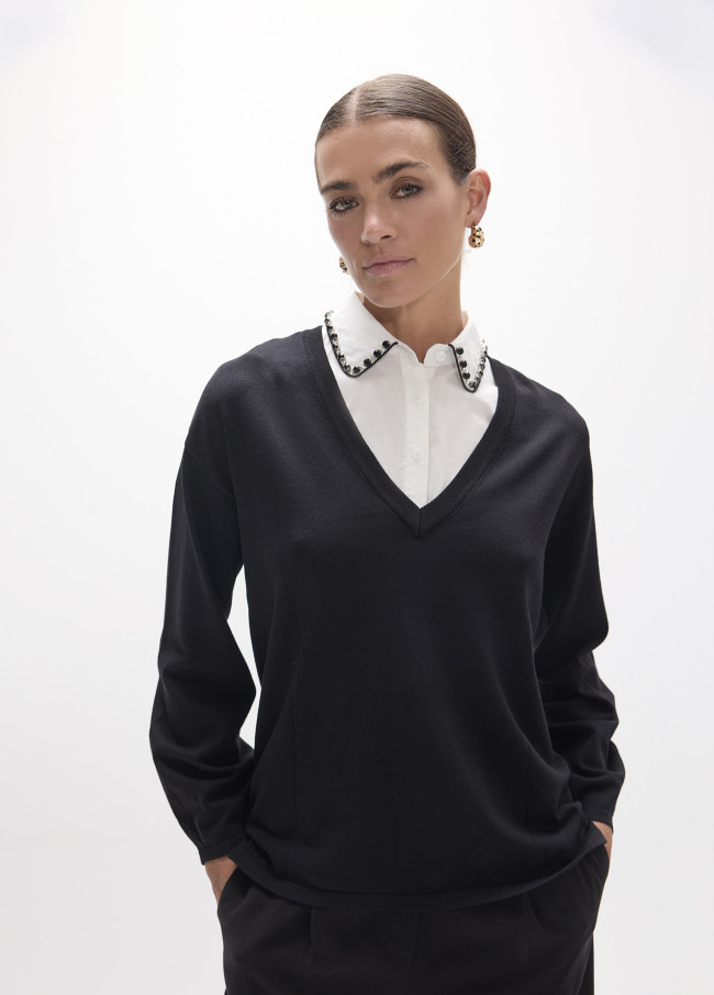 Jersey camisa con pedreria