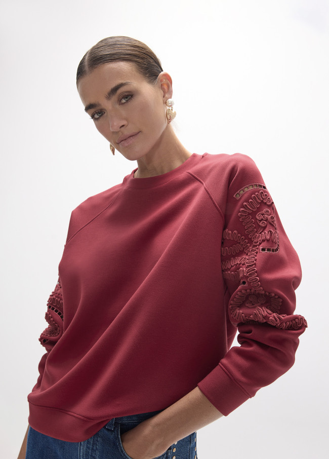 Sweat à Manches Raglan avec Broderie Florale
