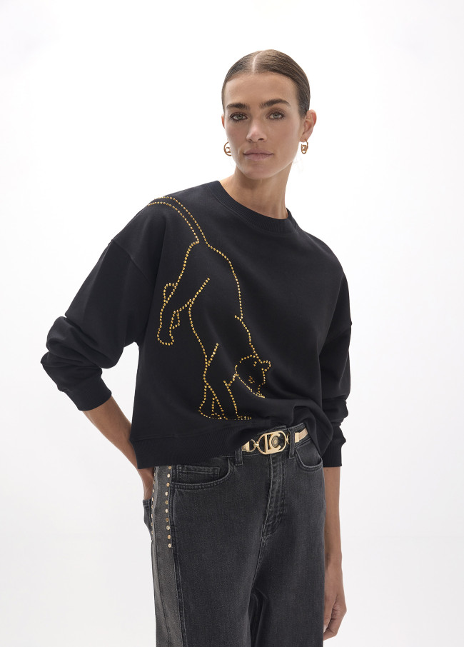 Sudadera leopardo cristales dorados