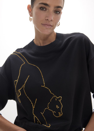 Sudadera leopardo cristales dorados