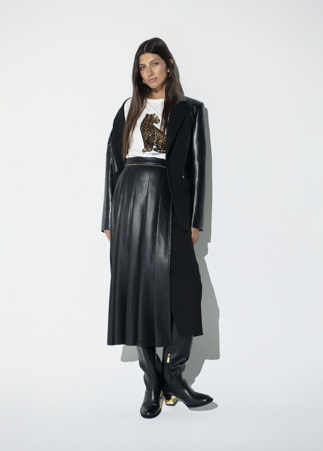 Gonna Midi Combinata in P.U. e Maglia Roma
