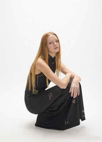 Robe Longue Sans Manches Détail Strass
