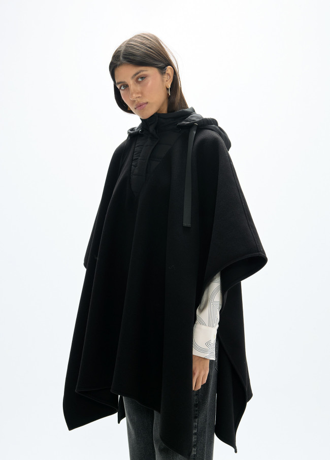 Wool Cape with Combined Nylon Collar