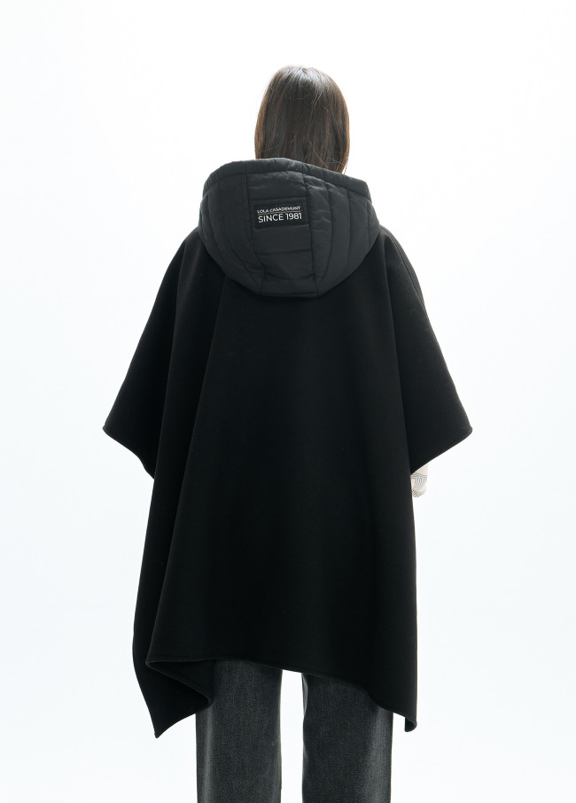 Wool Cape with Combined Nylon Collar