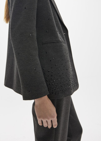 Blazer Effet Cuir Strass