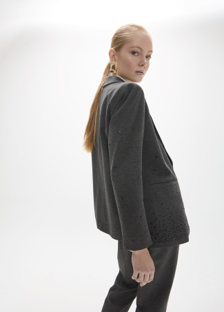 Blazer Effet Cuir Strass