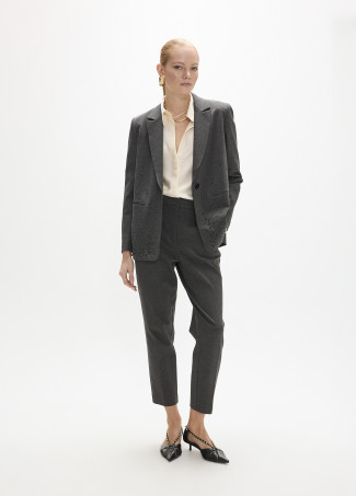 Blazer Effet Cuir Strass