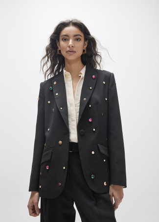 Blazer aderente con borchie