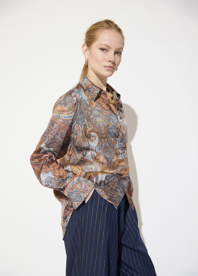 Chemise Regular Imprimée avec Piping Contrasté
