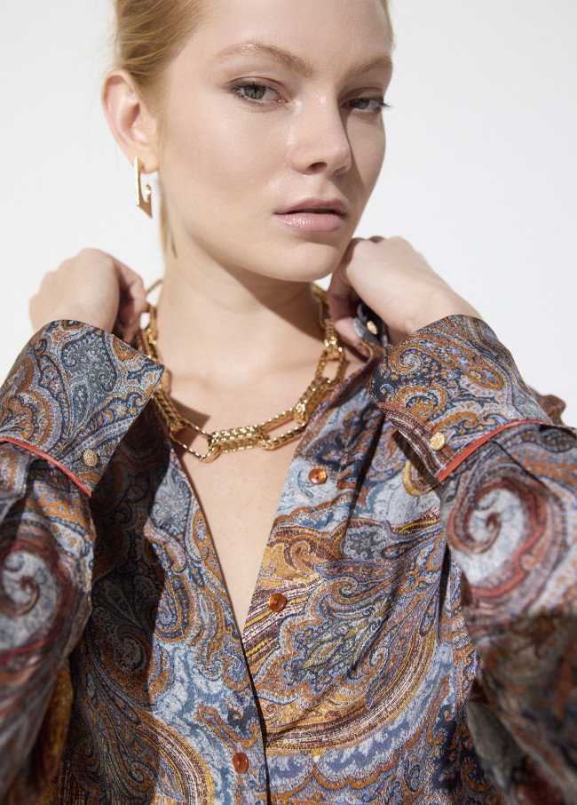Camicia Regular Stampata con Contrasto